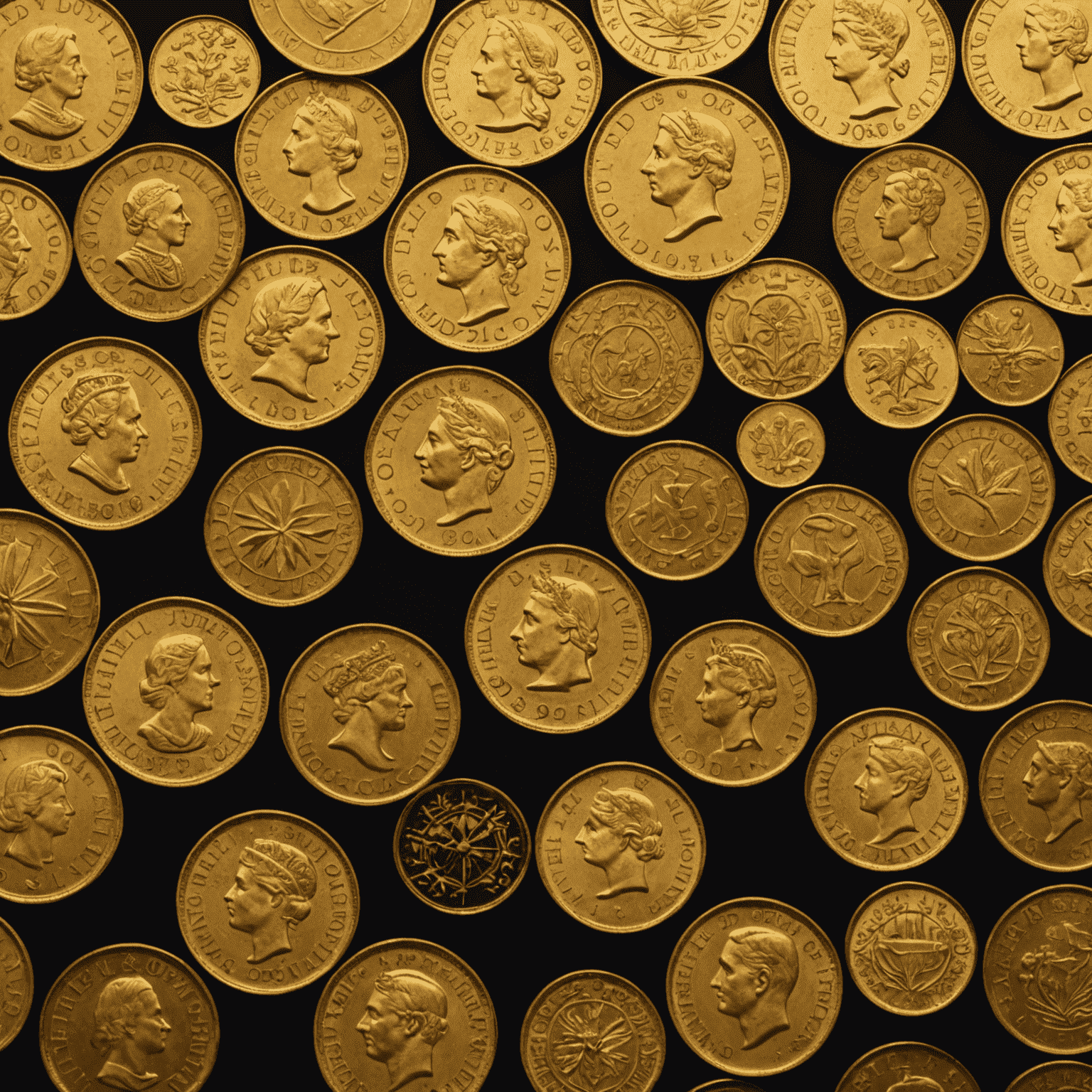 A diverse collection of gold coins from various countries and time periods, arranged to showcase the importance of diversification in a gold coin investment portfolio